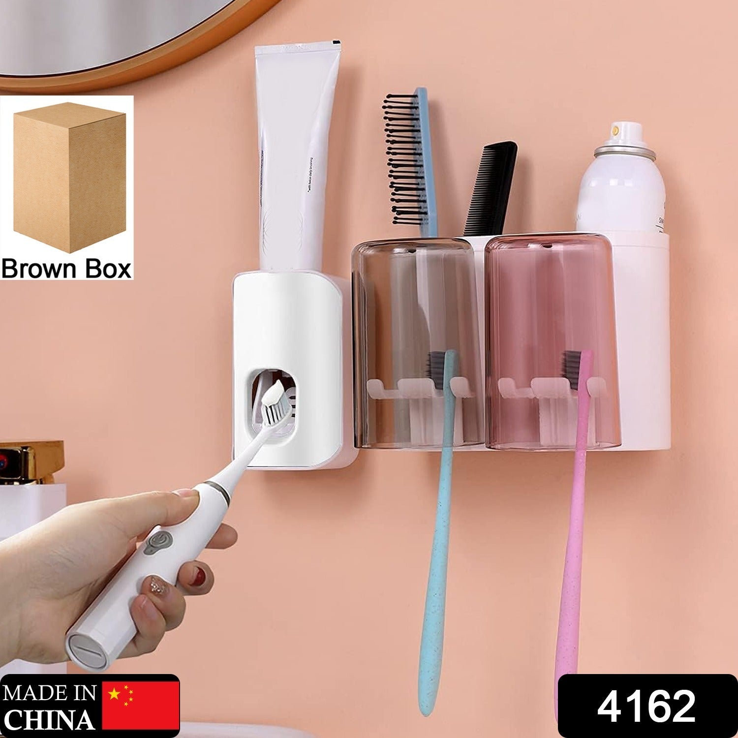 Wall Mount Toothbrush Holder with 3 & 2 Cups Automatic Toothpaste Holder Multi-Functional Kids Favorite Candy Toothbrush Holder Bathroom Accessories Organizer Rack Wall Mount Toothbrush Holder with 3 & 2 Cups Automatic Toothpaste Holder Multi-Functional Kids Favorite Candy Toothbrush Holder Bathroom Accessories Organizer Rack